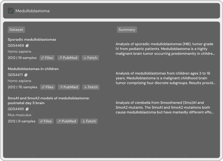 Bionl Public Datasets Feature